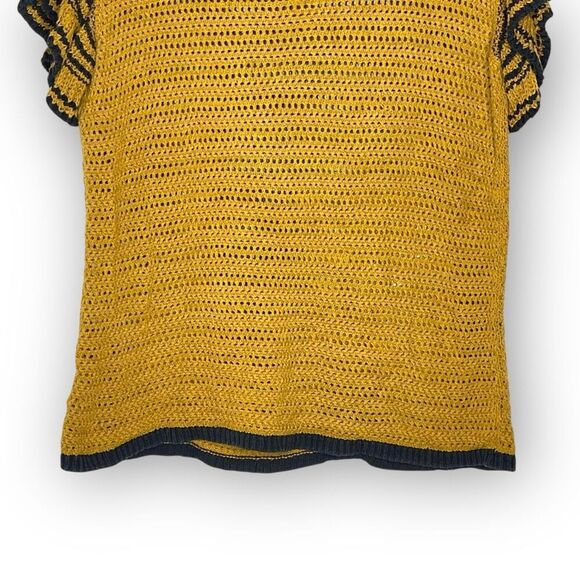 LOFT Loft Ann Taylor Crochet Ruffle Sleeve Top Orange Yellow Blue Women’s Small - Picture 5 of 13